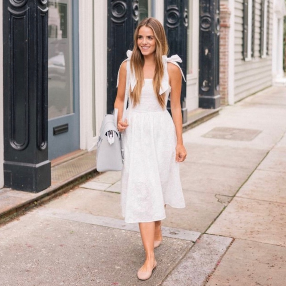 Premium H&M white eyelet midi dress size xs